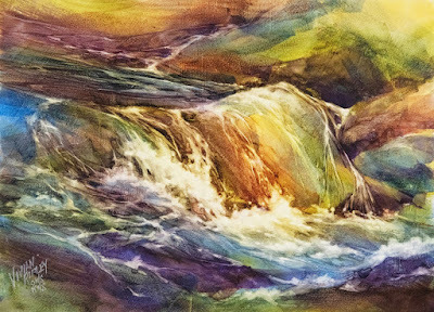 colorful waterfall painting